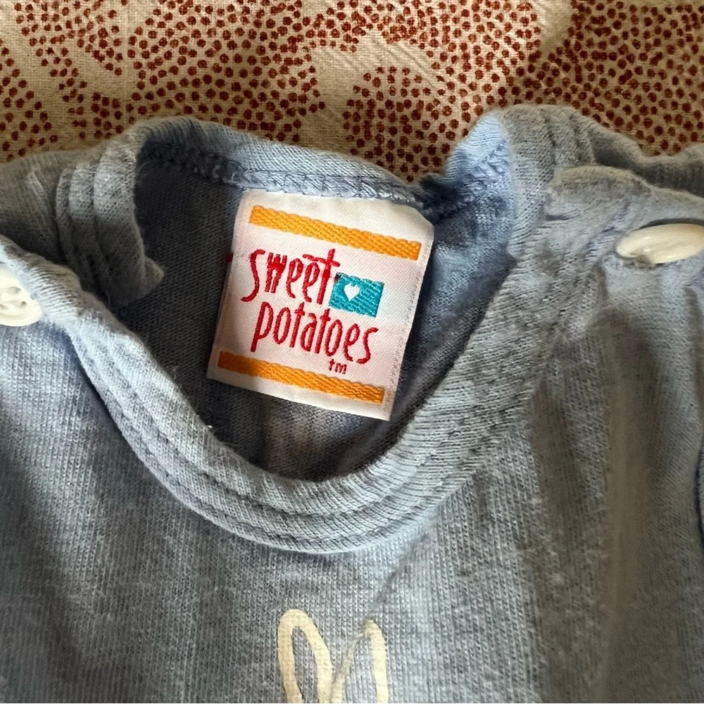 Vintage Sweet Potatoes Easter Bunny Outfit Striped Blue Size 6-12 months